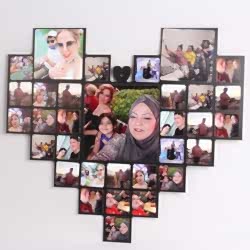 HediyecinHeryerde - Kisiye Özel 32 Fotografli Kolaj Tablo - Siyah Polo Kalp