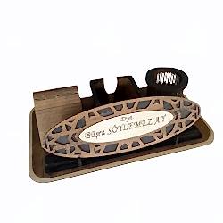 HediyecinHeryerde - Kişiye Özel Ahşap Kalemlik Ofis Masa Organizeri Masa İsimliği Seti