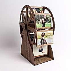 HediyecinHeryerde - Kişiye Özel Ahşap Resimli Değirmen Kırmızı Renk Dönme Dolap Çerçevesi