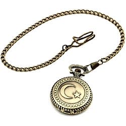 HediyecinHeryerde - Kişiye Özel Ayyıldız Desenli İsimli Pirinç Köstekli Saat