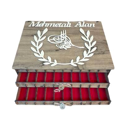 Kişiye Özel Çekmeceli Tesbih Kolleksiyon Kutusu