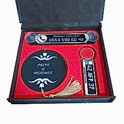 HediyecinHeryerde - Kişiye Özel İsimli Araç Aksesuar Seti Dikiz Aynası Süsü Plaka Anahtarlık Numaratör