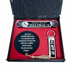 Kişiye Özel İsimli Araç Aksesuar Seti Dikiz Aynası Süsü Plaka Anahtarlık Numaratör - Thumbnail