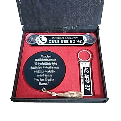 Kişiye Özel İsimli Araç Aksesuar Seti Dikiz Aynası Süsü Plaka Anahtarlık Numaratör