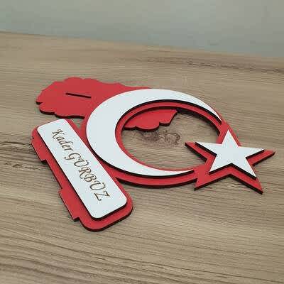Kişiye Özel Dekoratif Ahşap Ay Yıldız Masa & Duvar Süsü