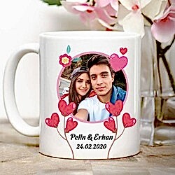 HediyecinHeryerde - Kişiye Özel Kalp Desenli İsimli Resimli Kupa Bardak