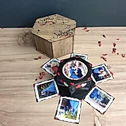 Kişiye Özel Resimli Altıgen Hediye Kutulu Patlayan Kutu - Thumbnail