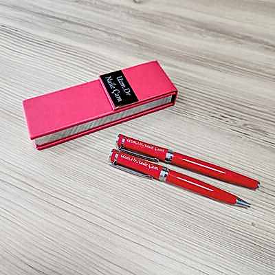 Kişiye Özel Baskılı Lüks Kırmızı Kalem Seti